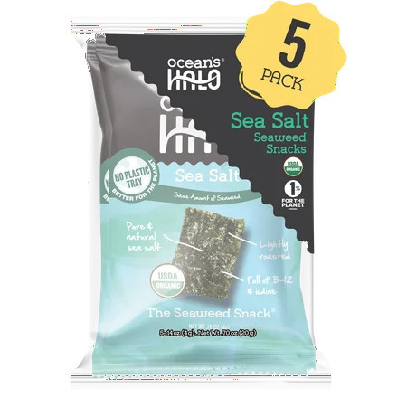 Ocean's Halo, 5pk Seaweed Snack, Healthy, Sea Salt, Vegan Keto Nori Crispy Chips | Walmart (US)