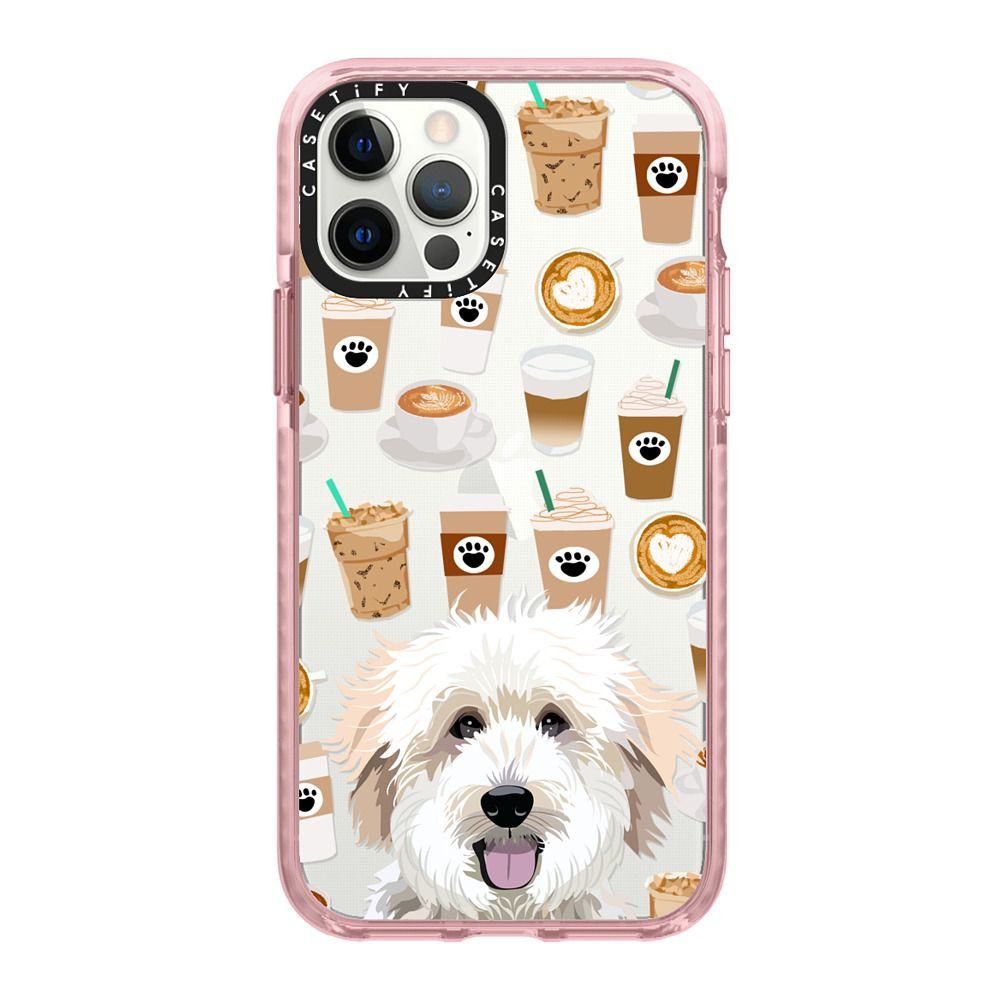 Golden Doodle clear dog breed cell phone case coffee pattern | Casetify