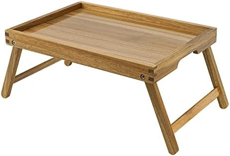 VaeFae Acacia Bed Table Tray, Wooden Breakfast Tray with Folding Legs, Bed Tray for Eating and La... | Amazon (US)