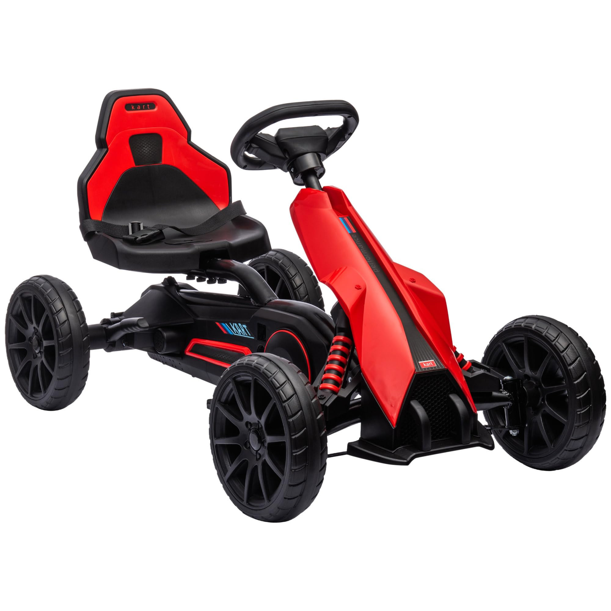Aosom Kids Pedal Go Kart, Outdoor Ride on Toy with Adjustable Seat, Swing Axle, Handbrake, 4 Non-Slip EVA Wheels for Boys and Girls Aged 3-8 Years Old, Red | Amazon (US)