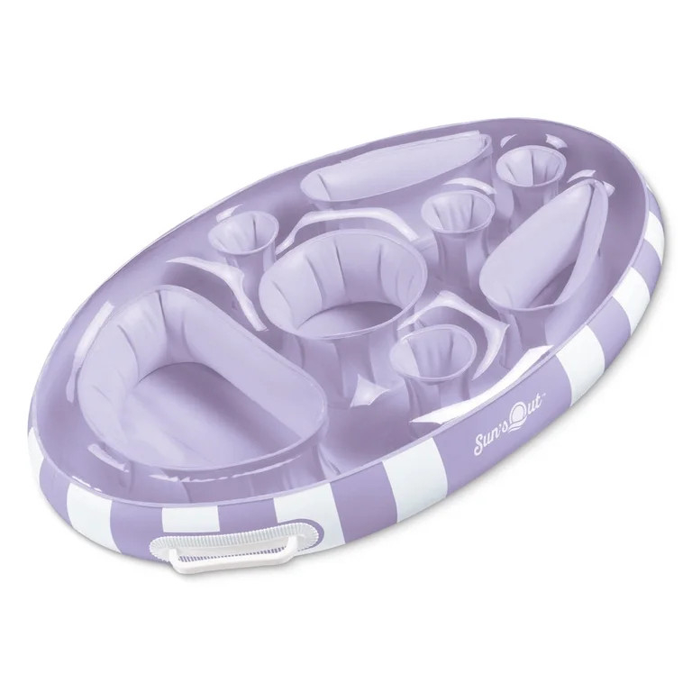 Sun's Out Floating Snack Bar – Purple Cabana Stripe Pool Float, Ages 14+ | Walmart (US)