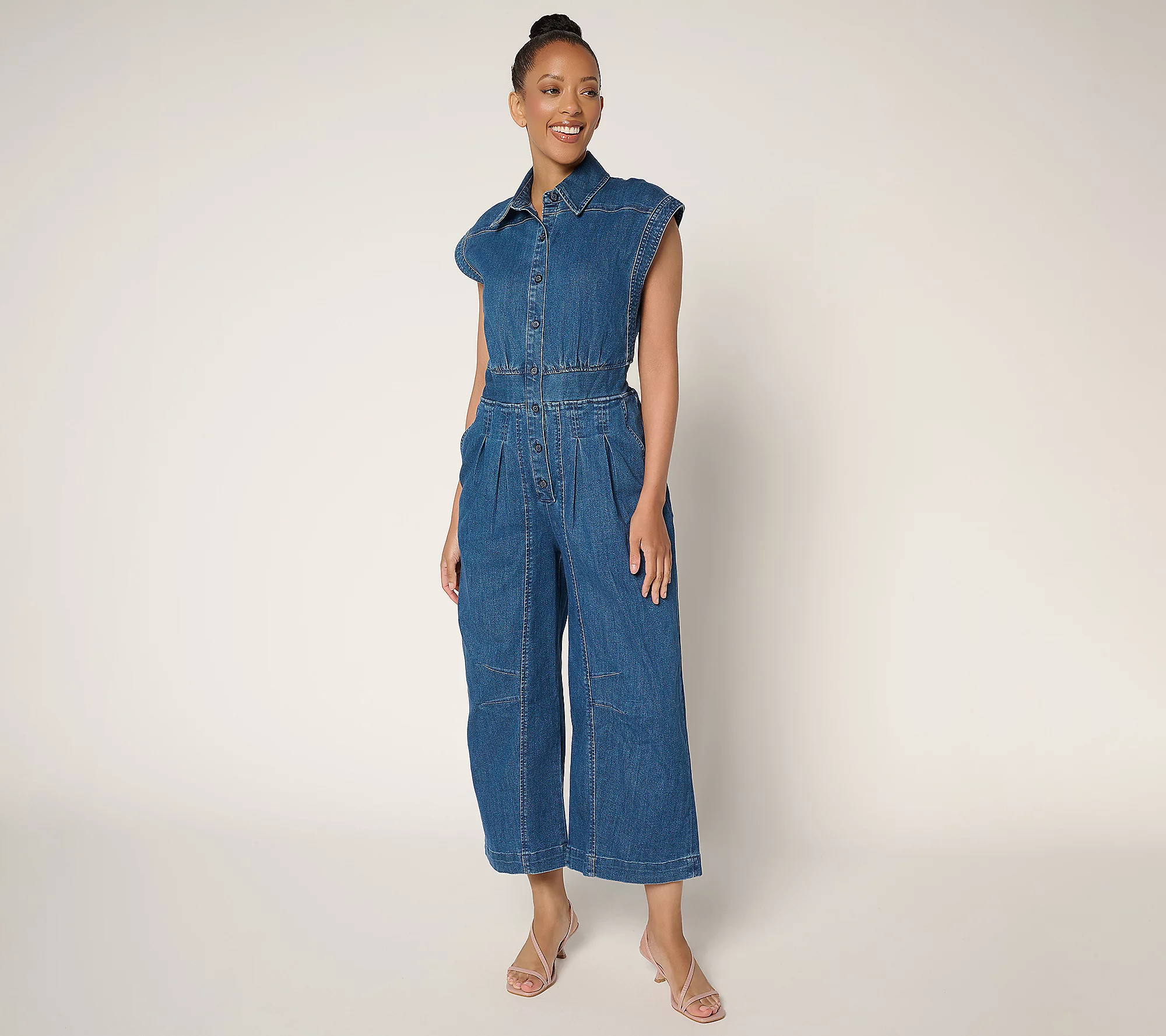 As Is Me by Jennie Garth Pet Ankle Length Denim Jumpsuit | QVC