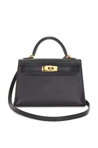 Hermes Epsom Kelly 20 Handbag in Black | FWRD 