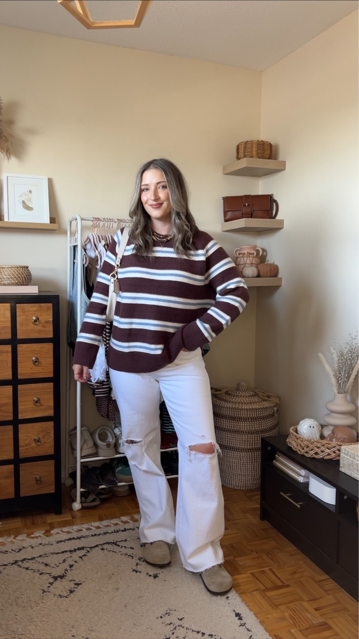 Casual fall outfit! Sized up to XL in the sweater for an oversized fit. Wearing size 30 in the jeans. I’m a 9.5-10 shoe and wear a 10 in the Birkenstocks

#LTKjeans #LTKstyletip #LTKfall