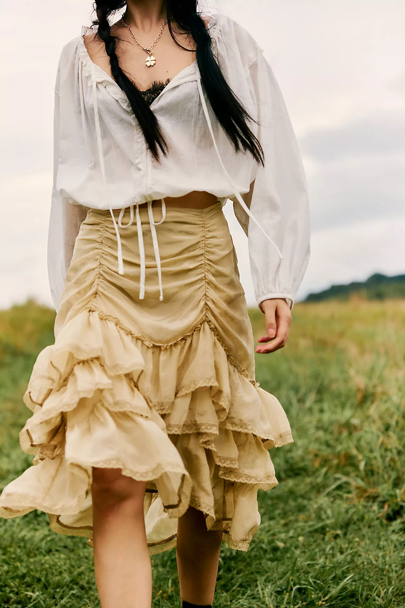 Calliope Ruffle Midi Skirt | Free People (Global - UK&FR Excluded)