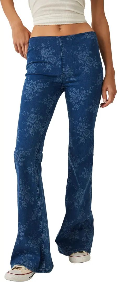 Free People Penny Floral Print Flare Jeans | Nordstrom | Nordstrom