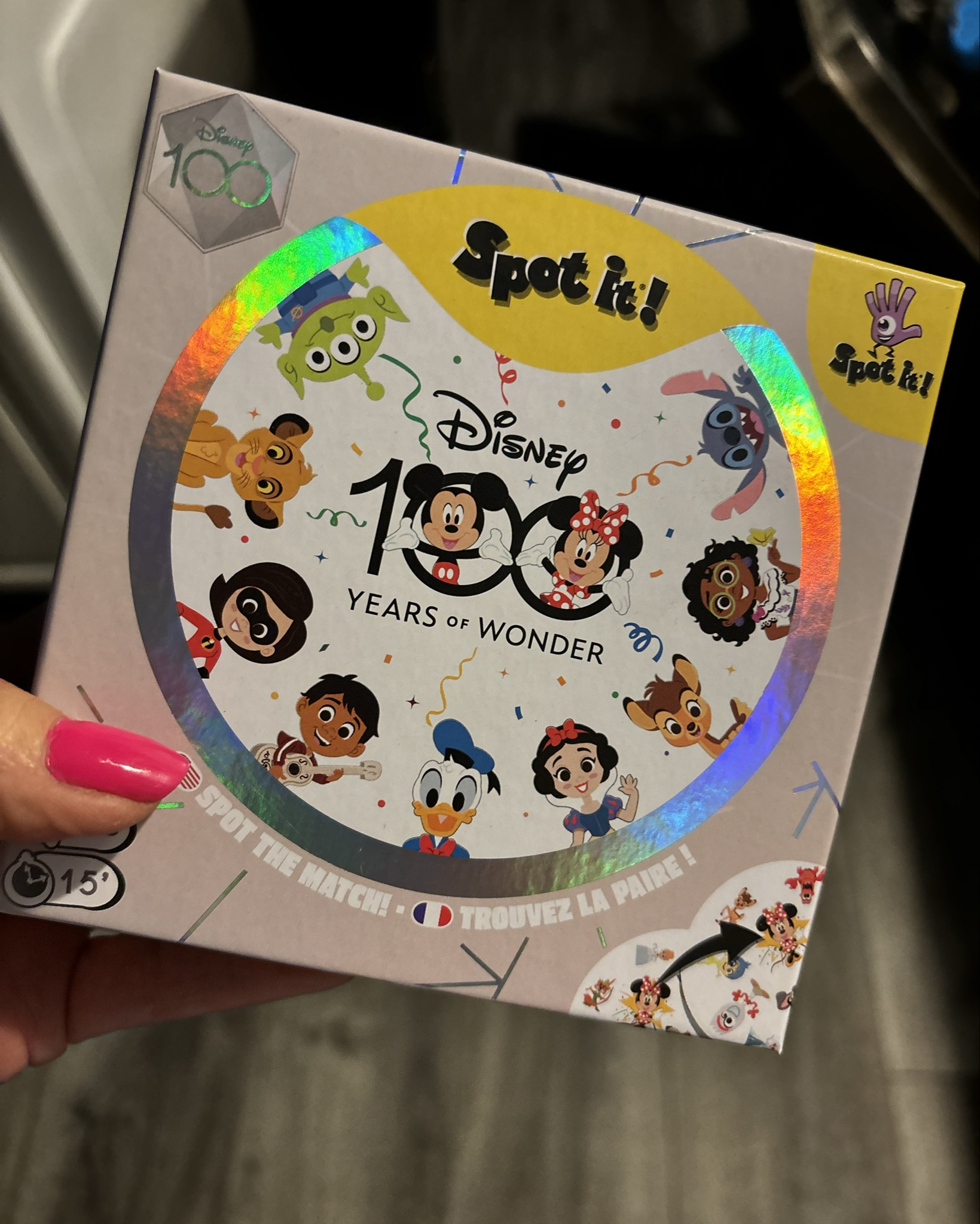 Disney fans, this one’s for you! The Spot It! Disney 100th Anniversary edition is fast, fun, and perfect for all ages. It’s the ultimate grab-and-go card game easy to learn, quick to play, and filled with your favorite Disney characters. At just $13, it makes the cutest stocking stuffer, travel game, or party activity. Linked on my LTK for a sprinkle of magic at game night!

#disney #familyfun 

#LTKTravel #LTKFamily #LTKSaleAlert