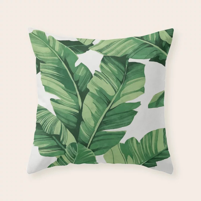 Tropical banana leaves Throw Pillow | Society6