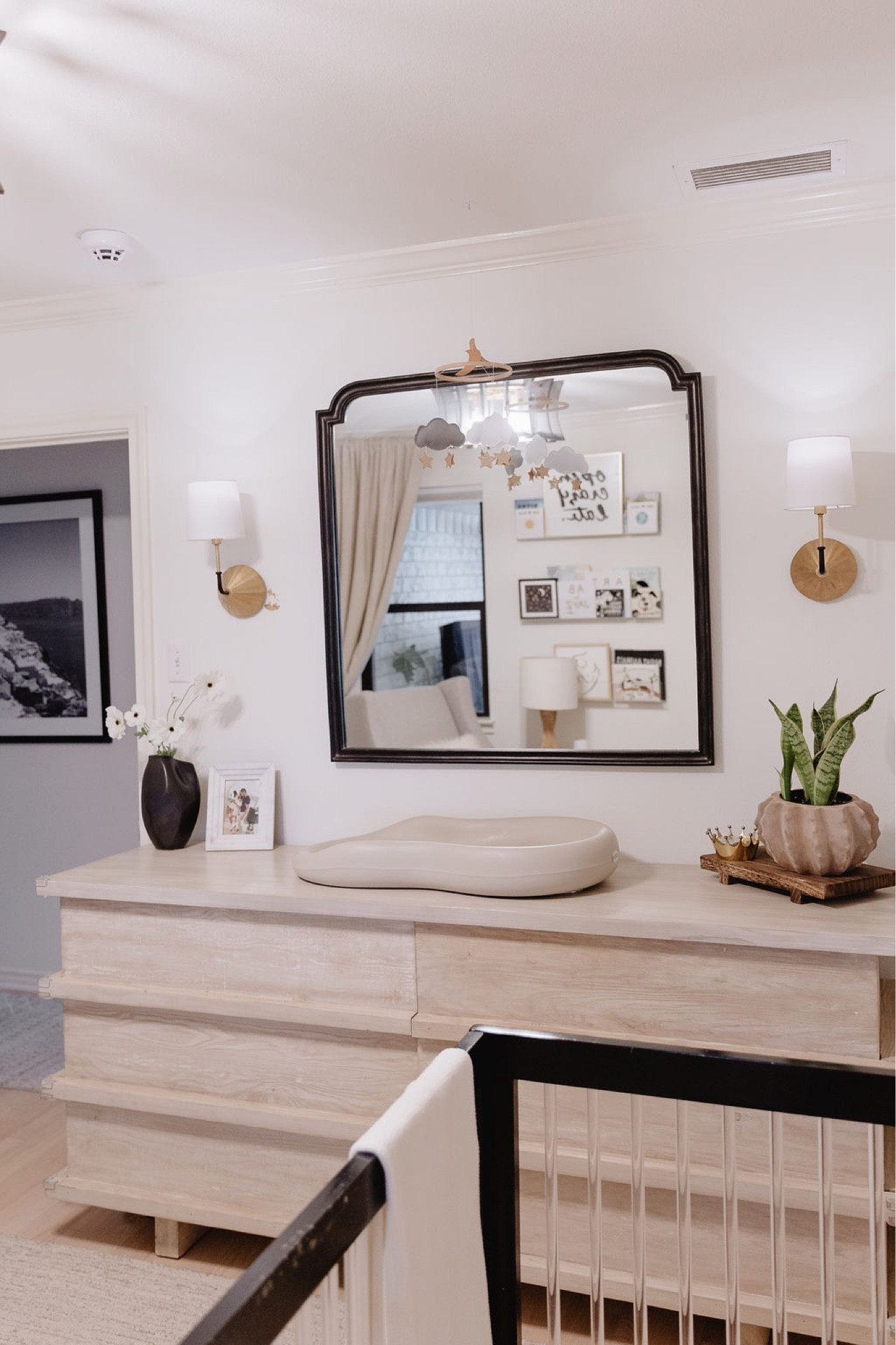 Nursery // Nursery decor, baby blanket, pillow covers, mirror, wall shelf, recliner, baby hamper, dresser, crib, rug, bookcase, wallpaper, table lamp, home decor, nursery ideas, neutral home decor, modern home decor 


#LTKbaby #LTKhome