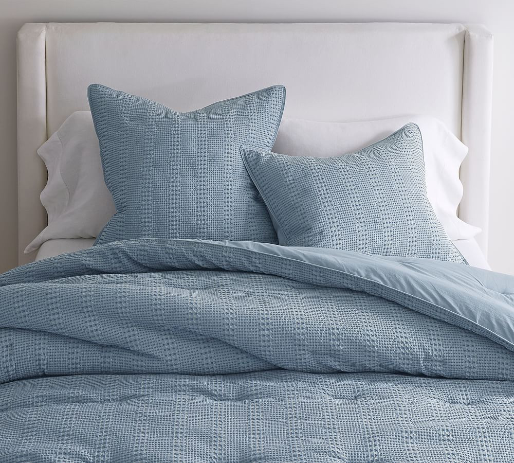 Honeycomb Cotton Comforter, Chambray, Full/Queen | Pottery Barn (US)