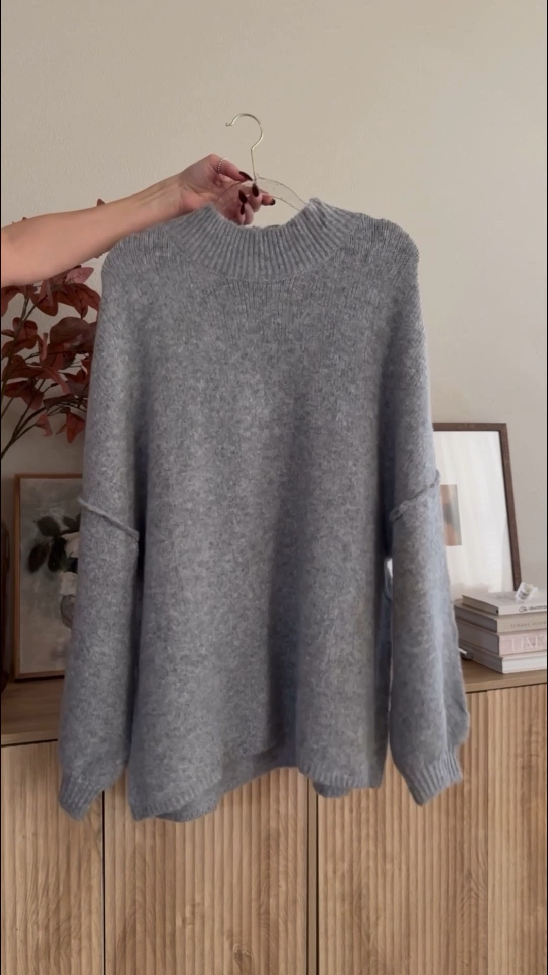 number one trending sweater on amazon right now!!

cozy sweater.  wearing medium.  no need to size up.  it's very oversized. 