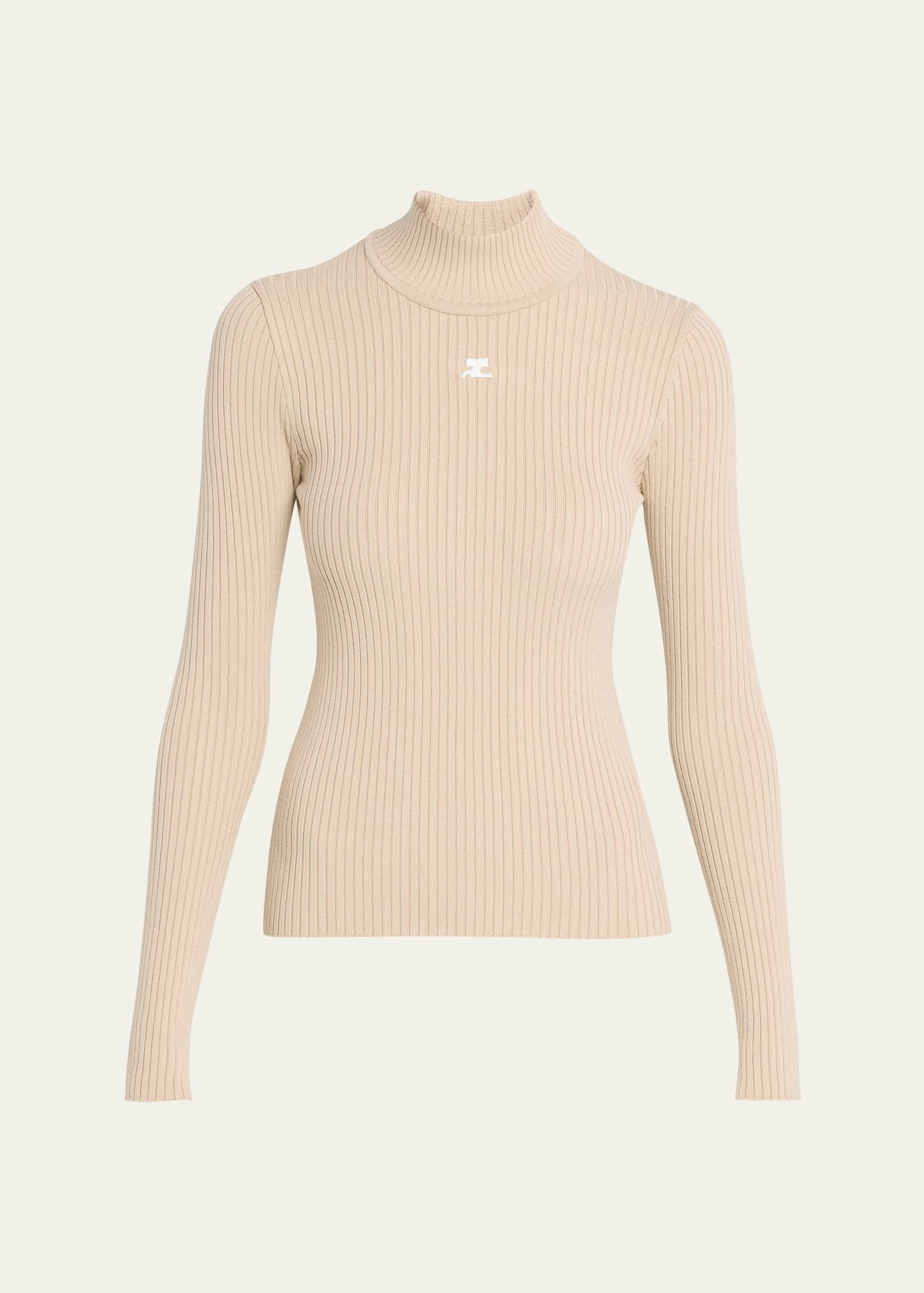 Courreges Turtleneck Long-Sleeve Rib Sweater | Bergdorf Goodman
