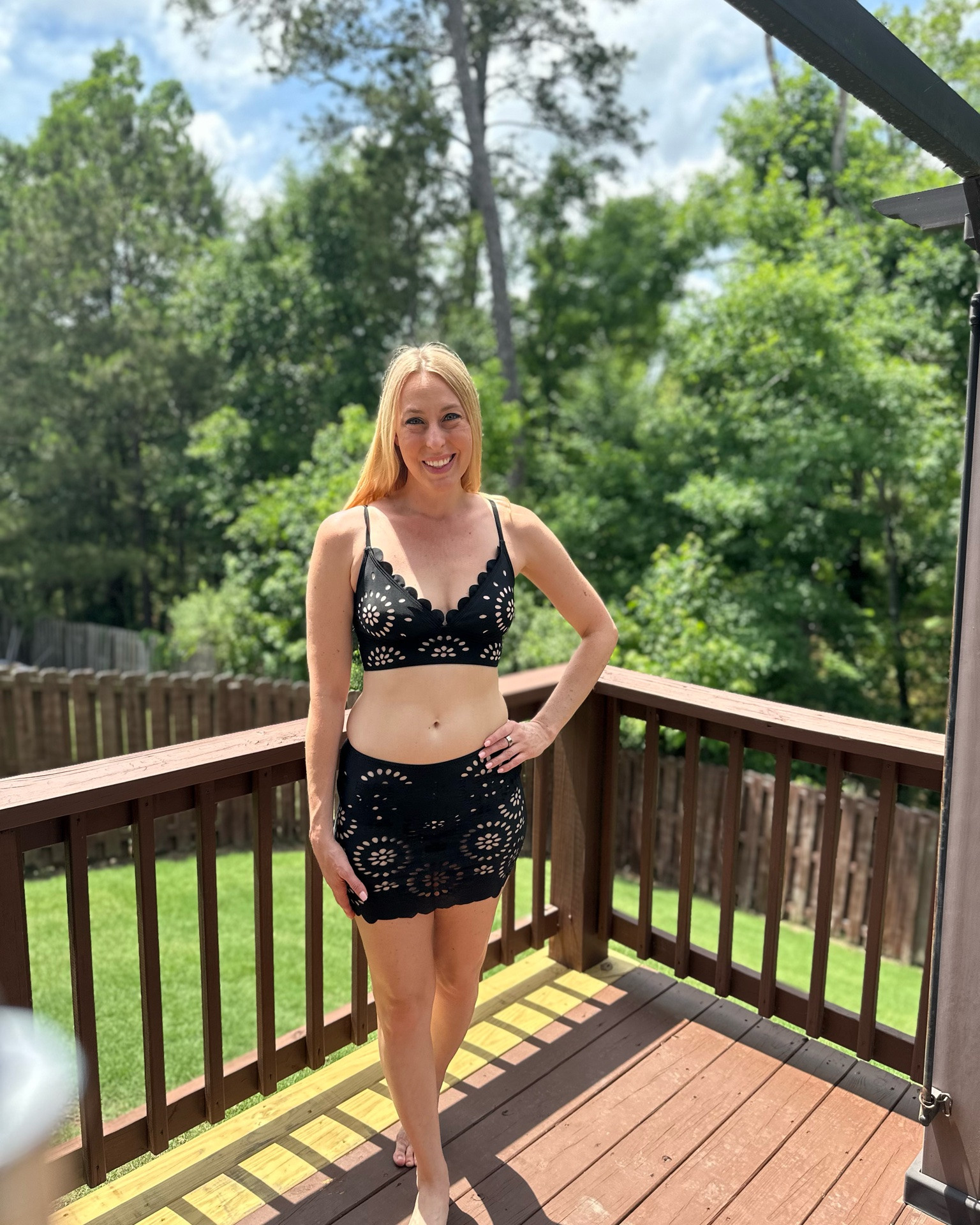 3 piece laser cute swim set looks so cute 🥰 
Love the skirt included in the set
Wearing size small, fits tts

#LTKSwim