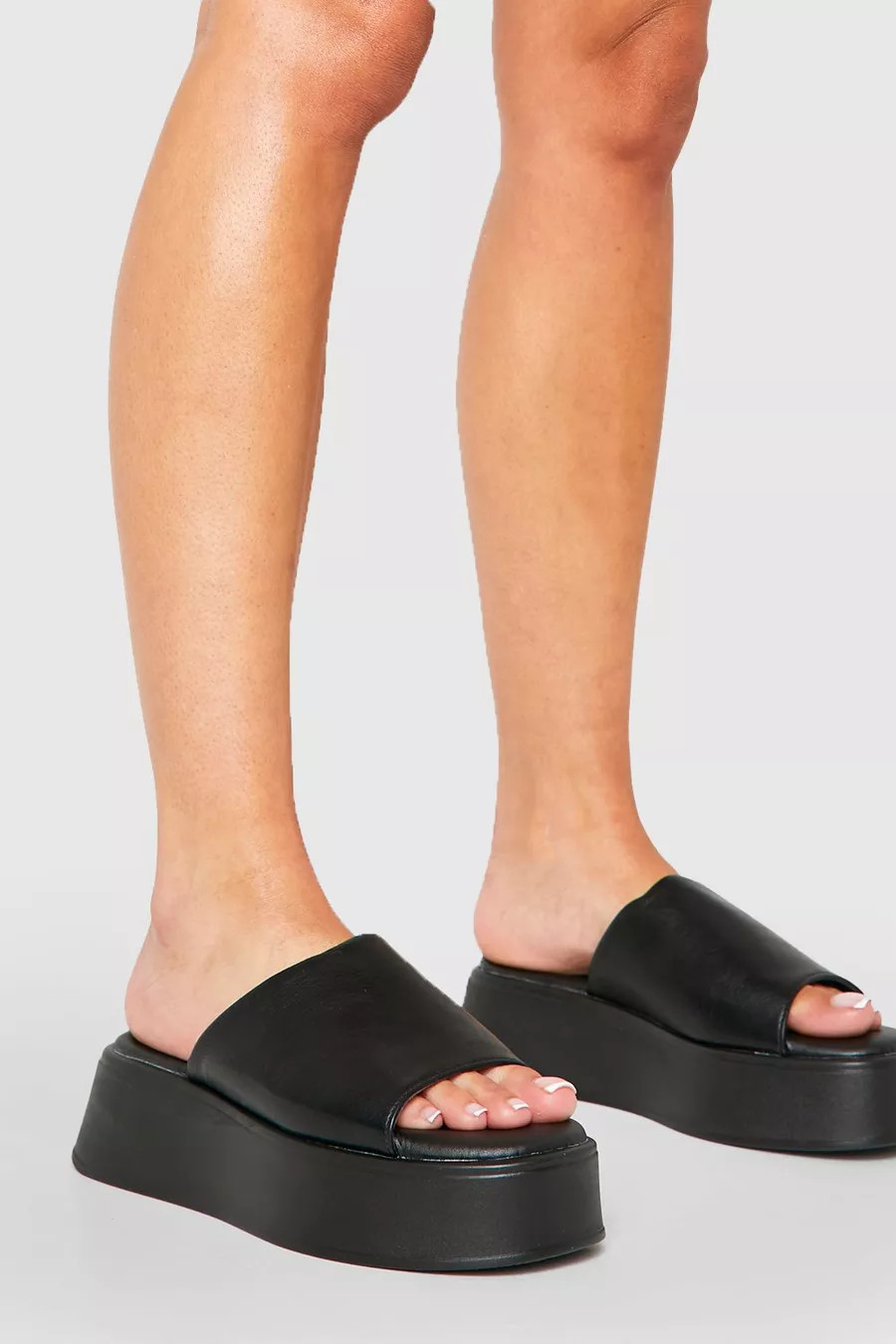 Chunky Flatform Pu Slider | boohoo (US & Canada)