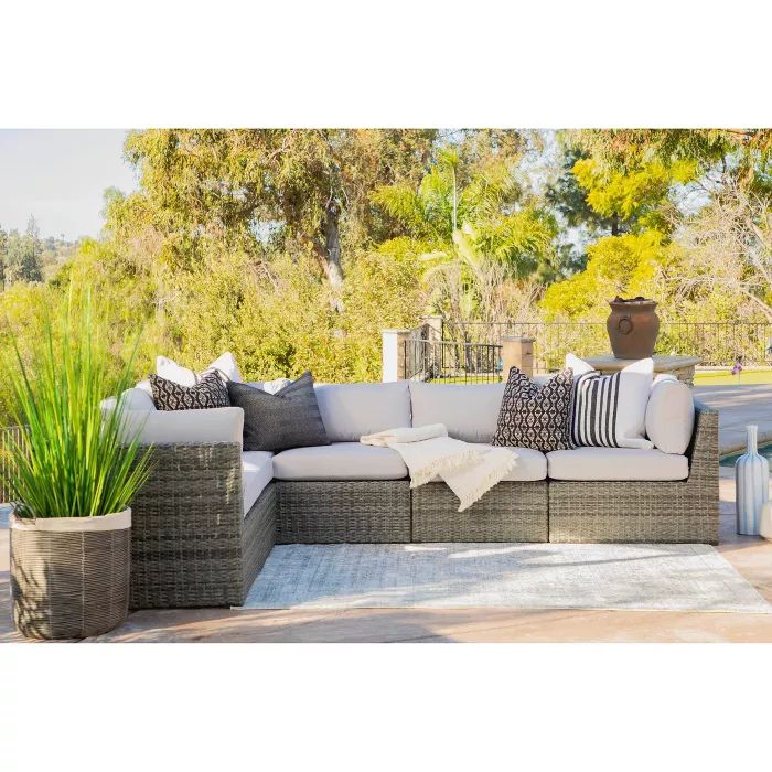 Santa Fe 6pc Outdoor Rattan Sectional Patio Set - Gray - Coaster | Target