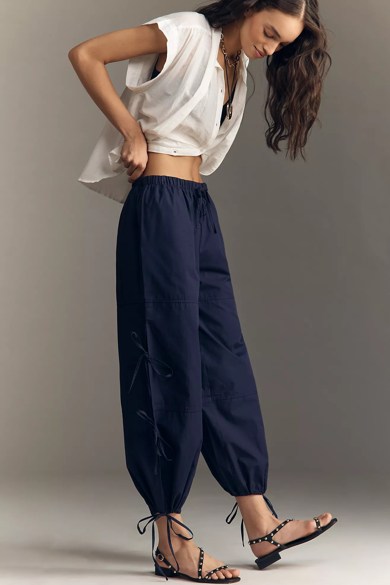 Maeve Cotton Poplin Ankle-Tie Balloon Pants | Anthropologie (US)