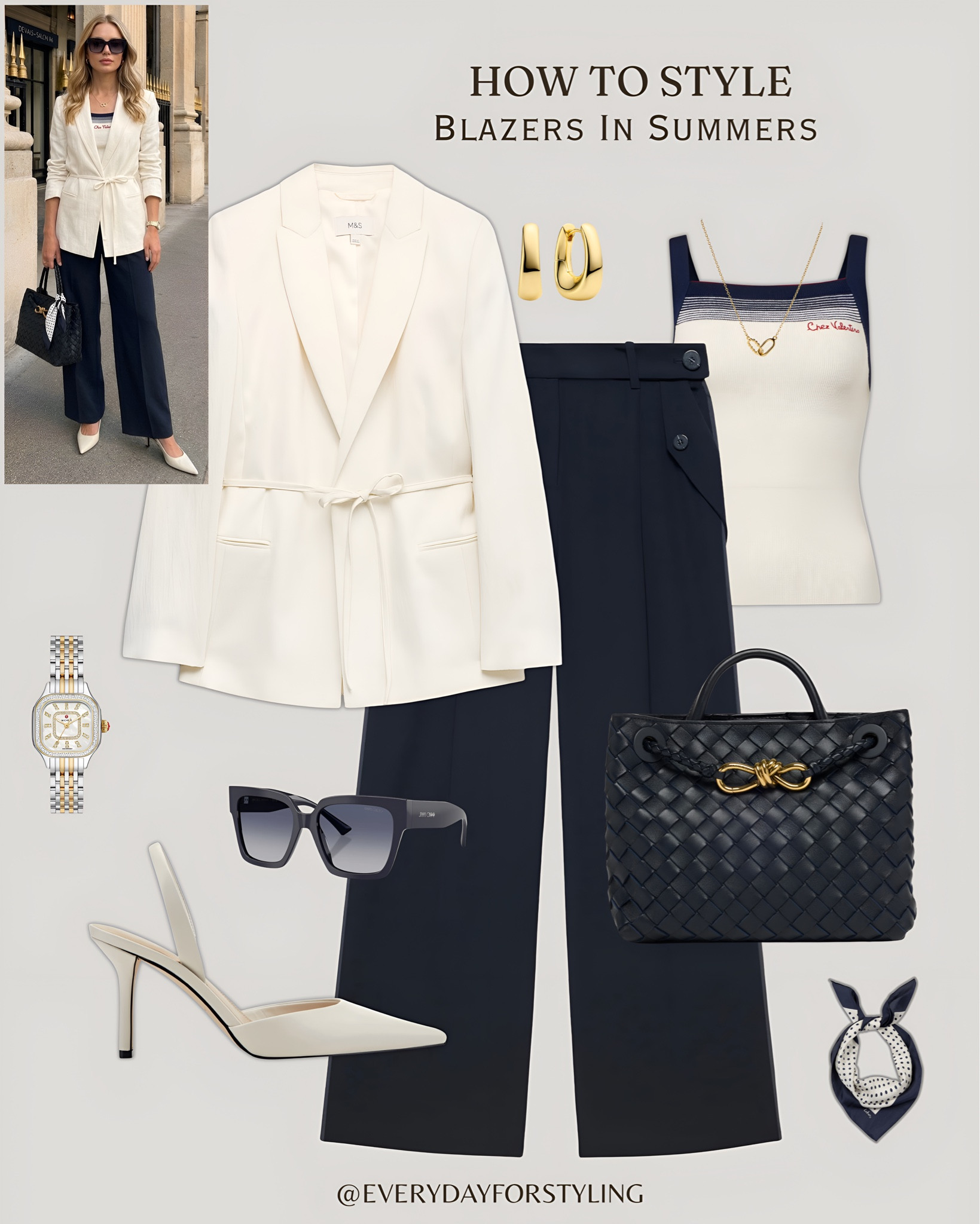 Ivory belted blazer, navy trousers and stripe tank — polished, feminine and completely stunning ✨

how to style blazers in summer, summer blazer outfit ideas 2026, ivory blazer summer look, black blazer summer styling, navy blazer white skirt, cream linen blazer outfit, blazer and wide leg trousers, blazer and midi skirt summer, elevated summer outfits women, chic summer blazer looks, quiet luxury summer blazer, European summer style outfits, smart casual blazer women, blazer outfit inspo 2026, everydayforstyling

#HowToStyleBlazersSummer, #SummerBlazerOutfits, #ElegantSummerStyle2026, #BlazerAndSkirtLook, #QuietLuxurySummerStyle​​​​​​​​​​​​​​​​


#LTKSeasonal #LTKootd #LTKTravel