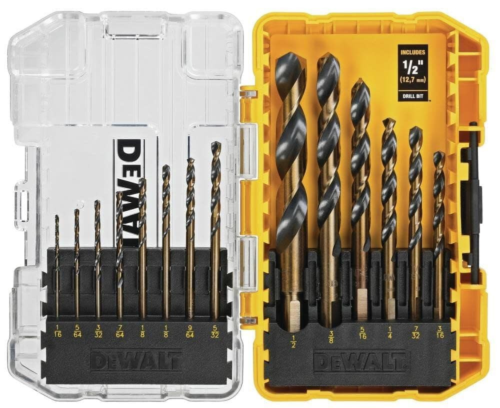 DEWALT Drill Bit Set, 3-Flats Shank,14-Piece, 135 Degree Split Point, for Plastic, Wood and Metal... | Amazon (US)