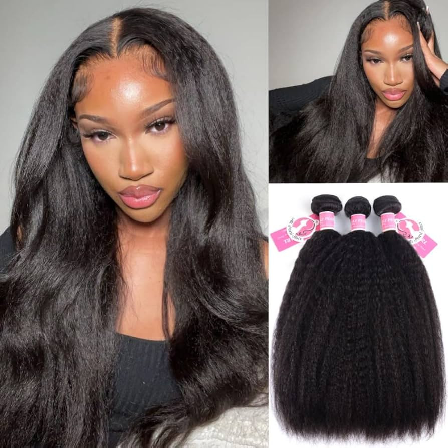 AliPearl Hair Kinky Straight Human Hair 3 Bundles Unprocessed Brazilian Virgin Yaki Straight Hair... | Amazon (US)