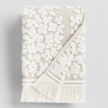 Taupe and Ivory Sculpted Floral Leanne Hand Towel | World Market