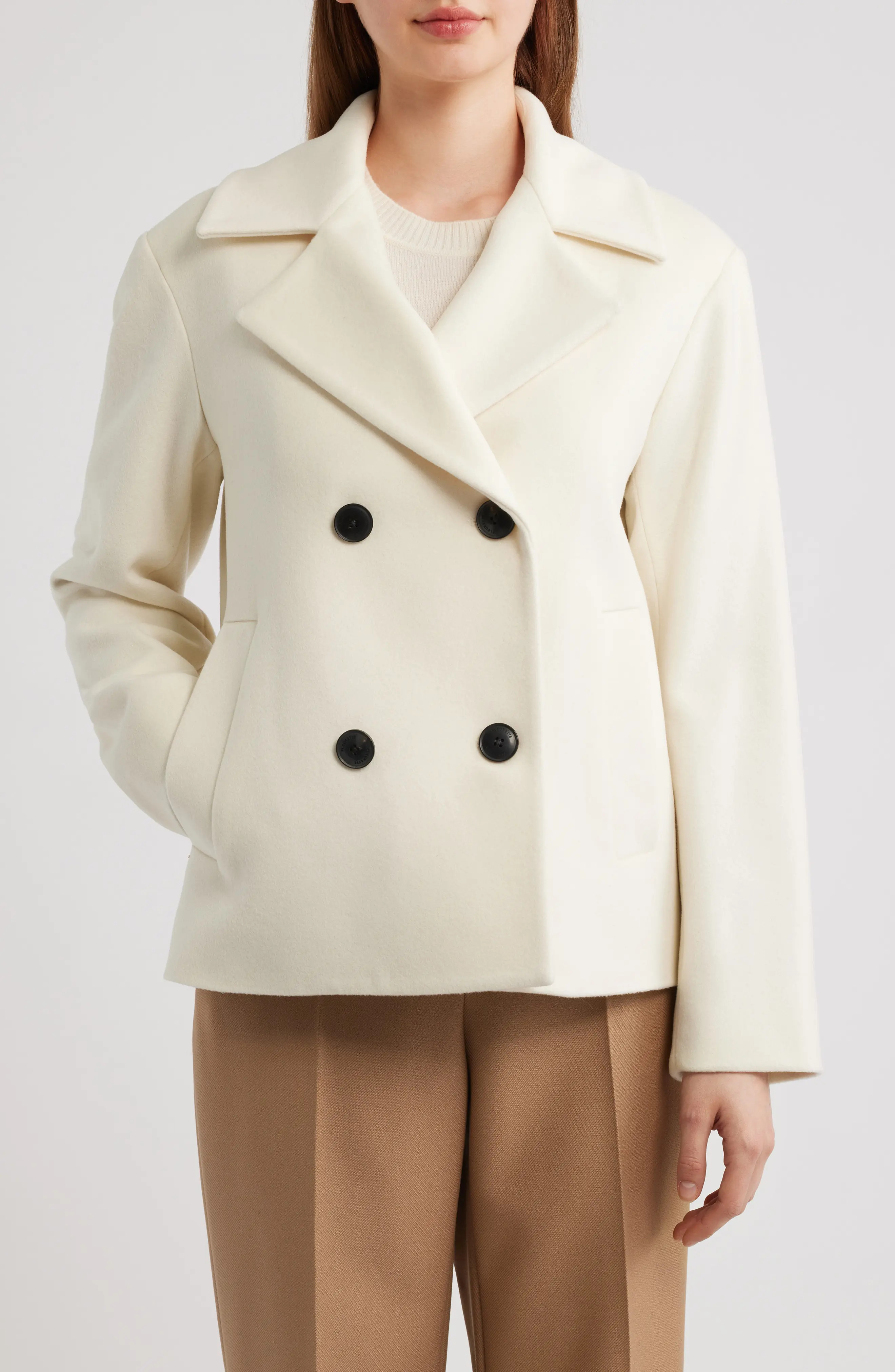 Fleurette Jane Wool Peacoat in Fawn at Nordstrom, Size 16 | Nordstrom