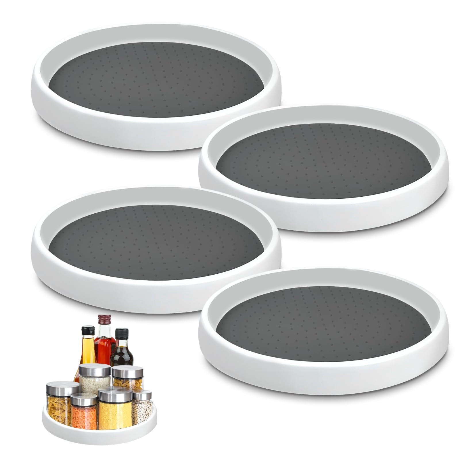 Lazy Susan Organizers, 10'' Set of 4, Non-Skid Lazy Susan Turntable for Cabinet, Pantry Storage, ... | Amazon (US)