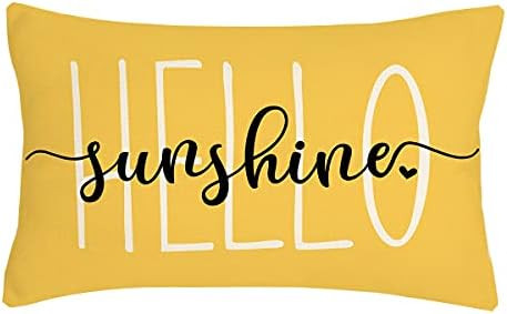 Amazon.com: Hello Sunshine Pillow Cover Farmhouse Yellow Lumbar Pillow Cover Spring Summer Decora... | Amazon (US)