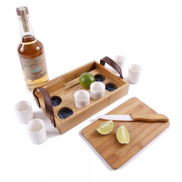 Eco-Friendly Bamboo Tequila Tasting Set with Cutting Board & Ceramic Knife - Walmart.com | Walmart (US)