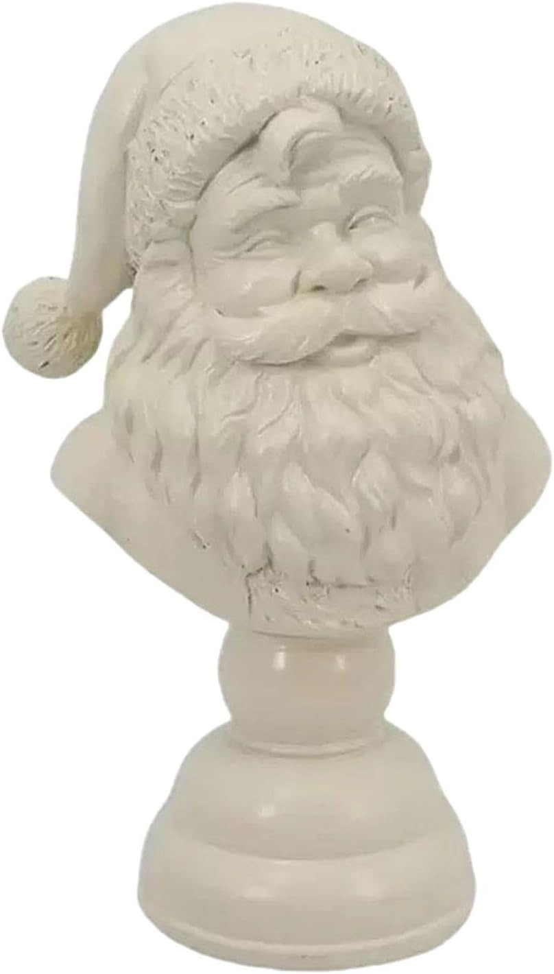 Santa Bust Statue, 2025 Christmas Tabletop Decoration, White Santa Claus Head Statue, Resin Figurine Xmas Sculptures, Christmas Home Decor Ornament for Tabletop Bookshelf Mantle, 10x10x27cm | Amazon (US)