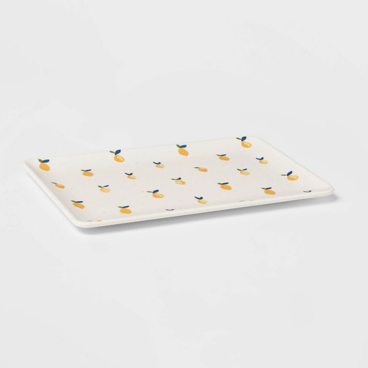 10" x 6" Bamboo and Melamine Lemon Printed Serving Platter - Threshold™ | Target
