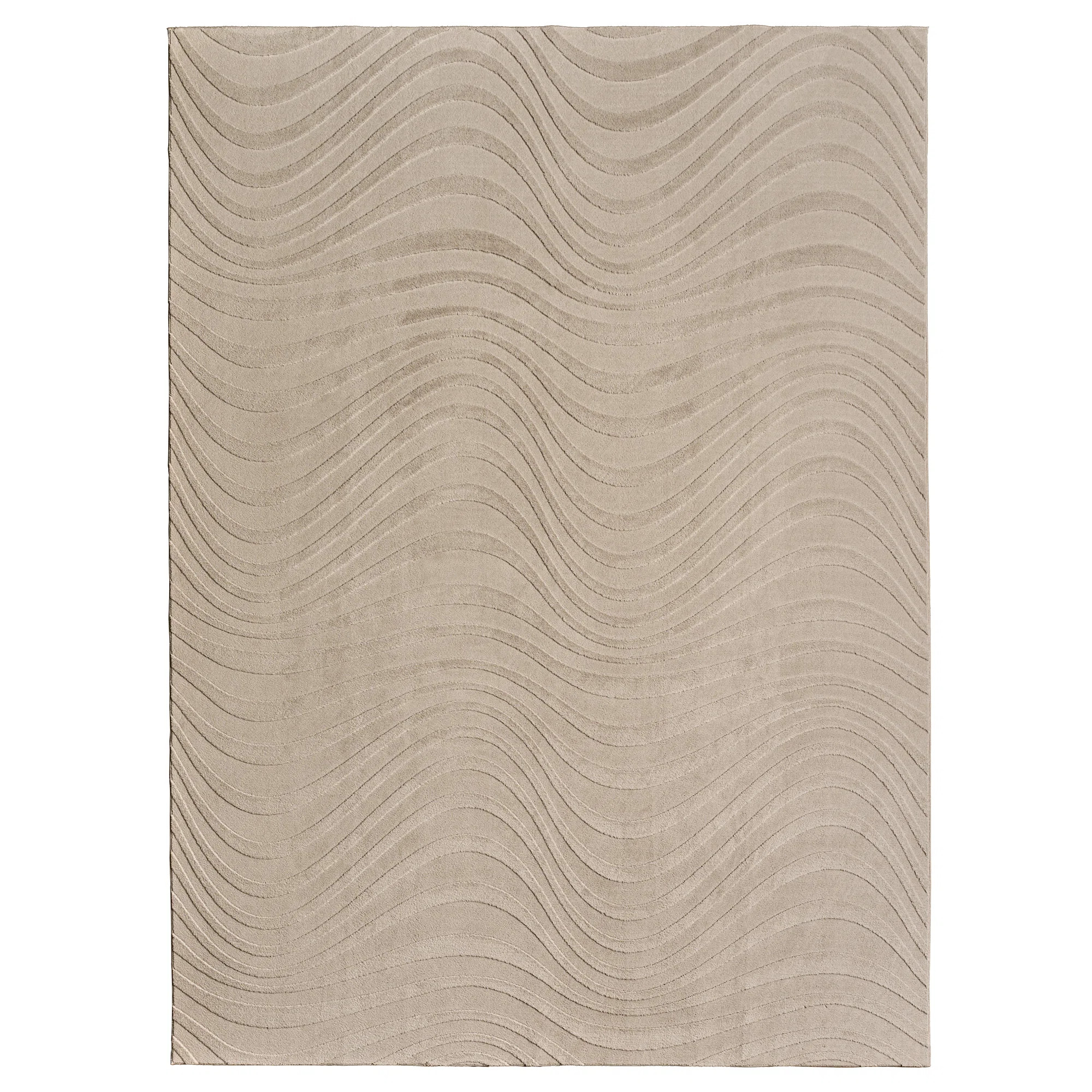 Comhan Lomira Ivory Cream Modern Wave Hi-Low Carved Indoor Shag Area Rug, Plush Polyester \u2013 ... | Wayfair North America