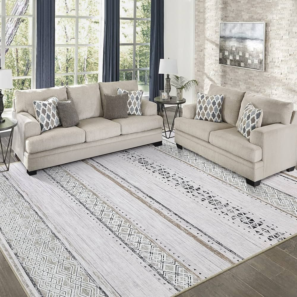 8x10 Area Rugs for Living Room Bedroom: Large Machine Washable Rug with Non-Slip Backing Non Shed... | Amazon (US)