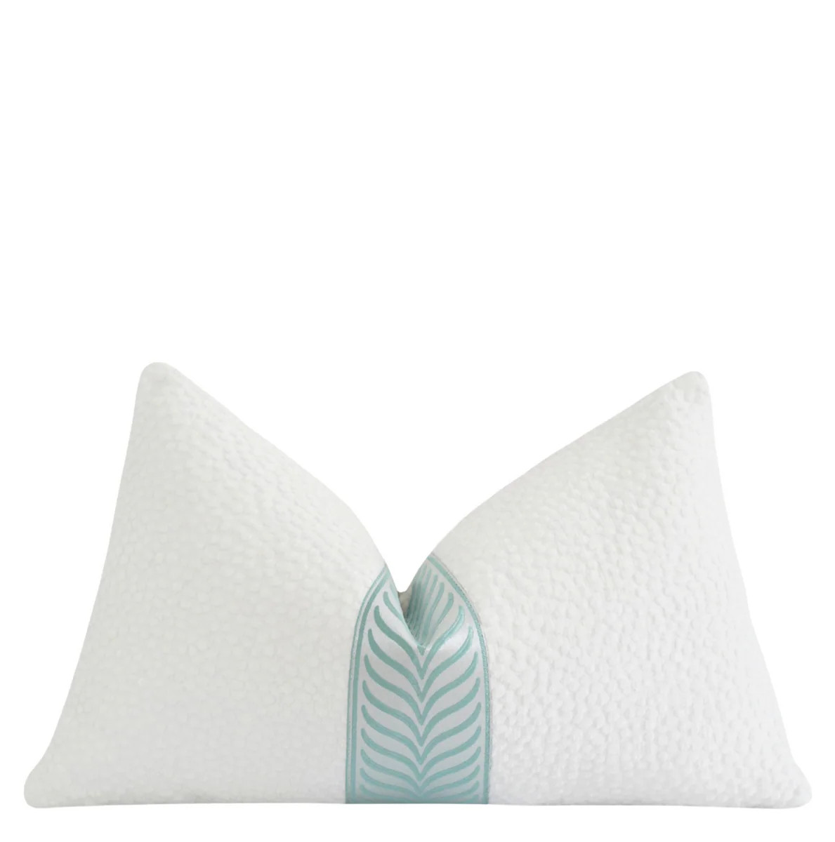 White Dotted Aqua Leaf Trim Pillow | Land of Pillows
