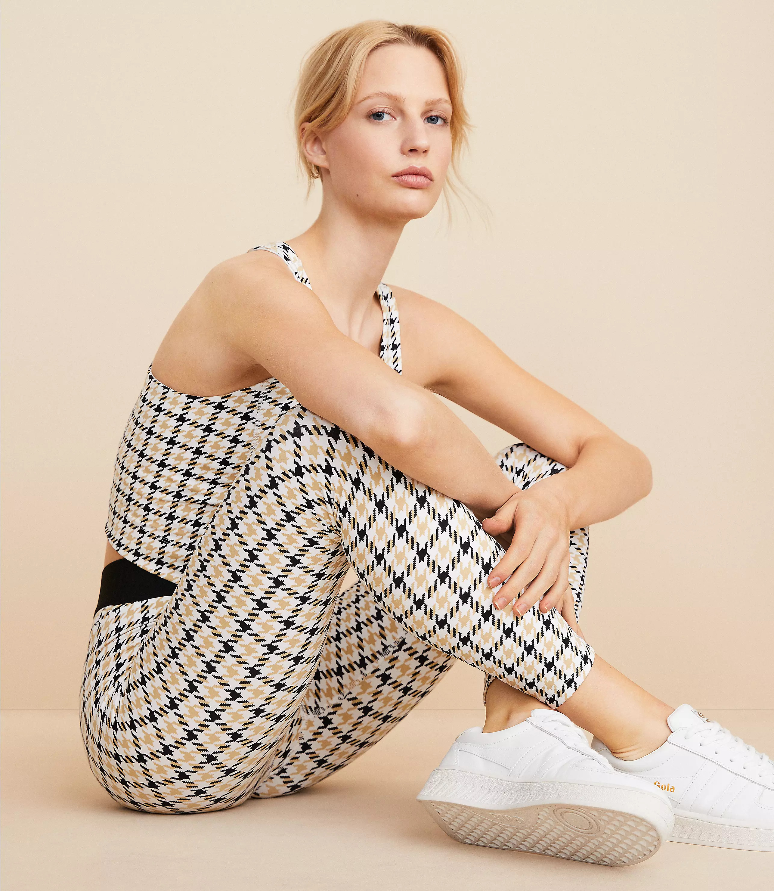 Lou & Grey Houndstooth Softsculpt Elastic Waistband 7/8 Leggings | LOFT