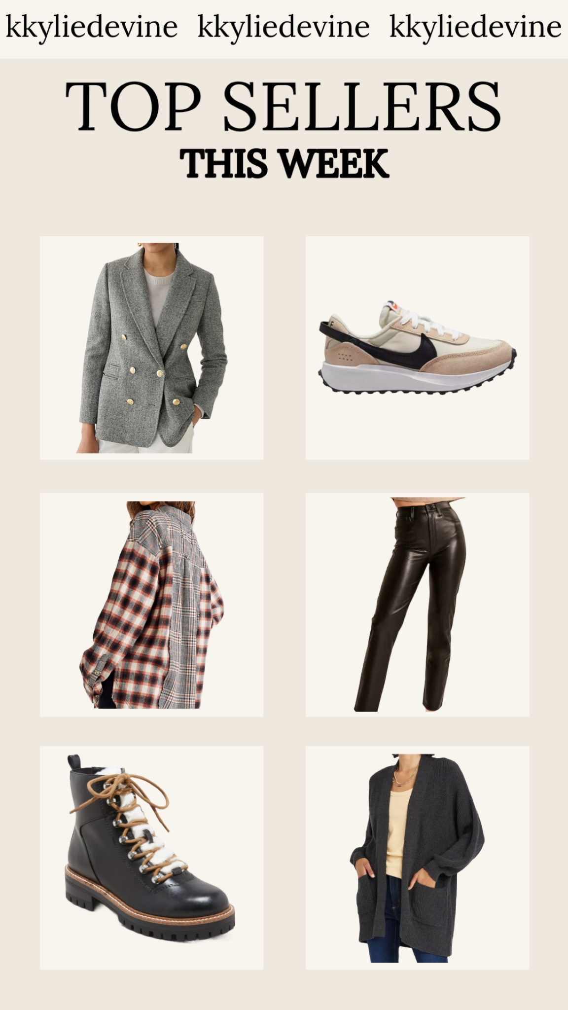 Top Sellers ✨ top sellers, women’s flannel, leather pants, women’s sneakers, neutral sneakers, women’s boots, winter boots, wool blazer, cardigan, women’s cardigan 

#LTKstyletip #LTKfit #LTKitbag