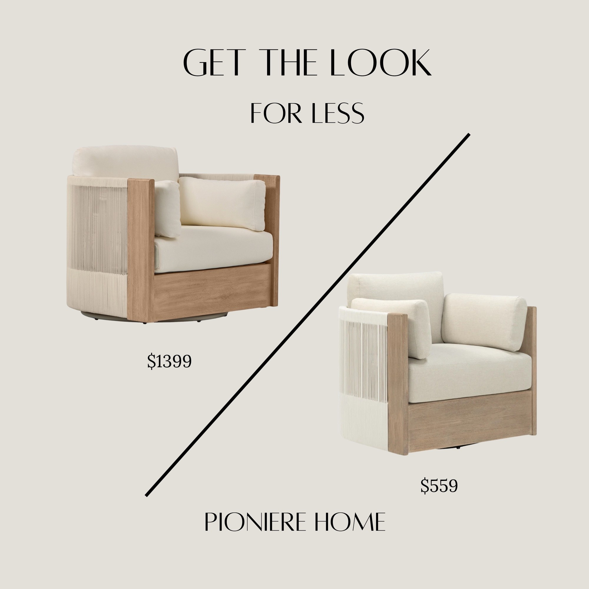 Get the look for less rope and wood swivel chair. Outdoor lounge chair, outdoor swivel chair, west elm dupe, designer look for less 

#LTKHome #LTKSeasonal #LTKSaleAlert