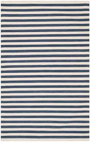Home Conservatory Ladder Stripe Navy/Ivory Handwoven Wool 4 X 6 Feet, Blue/Ivory Stripe Pattern | Amazon (US)