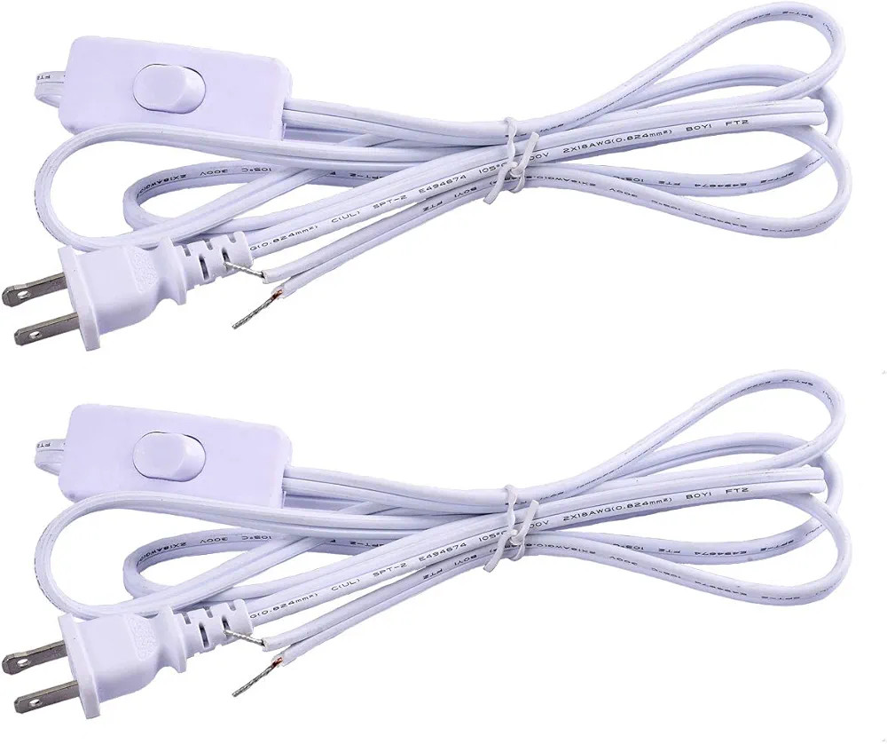 2 Pack Lamp Cord with Button Switch ,Pure Copper Power Extension Cord, Lamp Cord Stripped Ends Re... | Amazon (US)