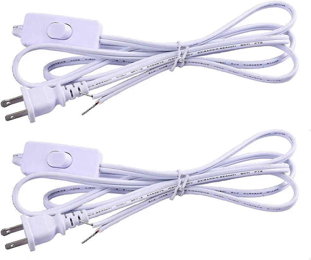 2 Pack Lamp Cord with Button Switch ,Pure Copper Power Extension Cord, Lamp Cord Stripped Ends Re... | Amazon (US)