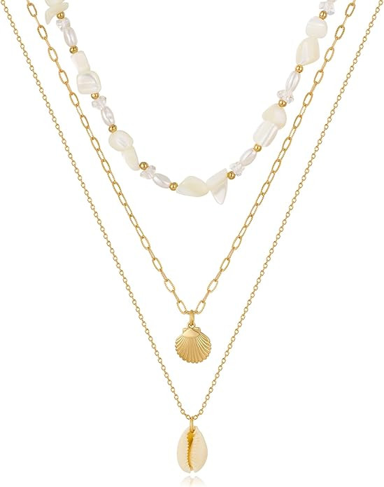 Summer Charms Necklace for Women Conch Seashell Starfish Pendant Choker Necklace Fashion Boho Bea... | Amazon (US)