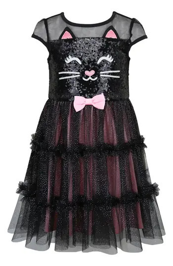 Zunie Kids' Sequin Kitty Tutu Dress in Black/Blush at Nordstrom Rack, Size 4 | Nordstrom Rack