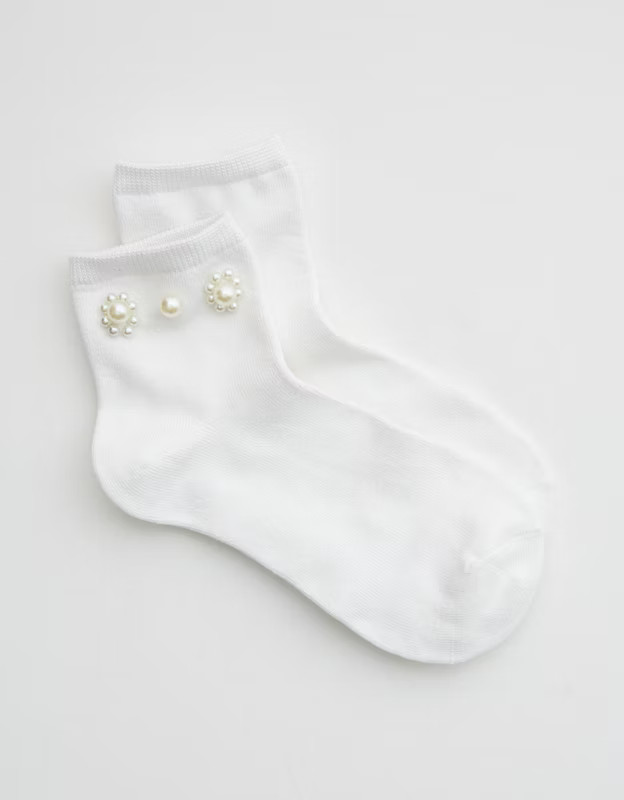 Aerie Pearl Embroidered Bobby Socks | Aerie