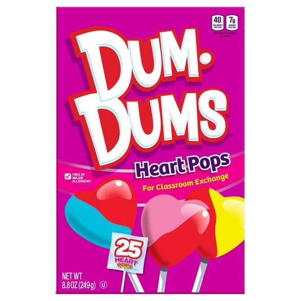 DumDums Valentine&#39;s Day Heart Pops Classroom Exchange Box - 8.8oz/25ct | Target