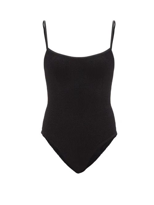Hunza G - Pamela Square-neck Crinkle-knit Swimsuit - Womens - Black | Matches (US)