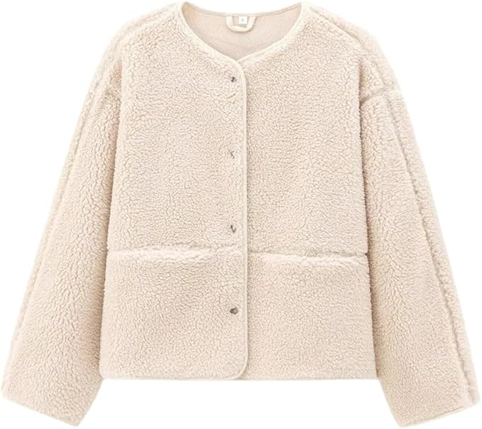 Women O-Neck Cardigan Single Breasted Jackets Loose Soft Warm Office Fashion Coat | Amazon (US)