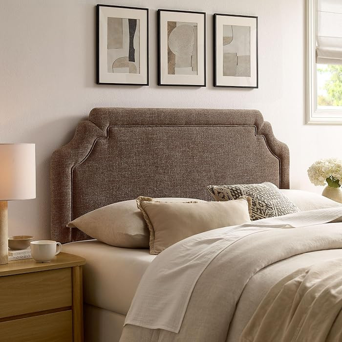 Modway Magnolia King Size Upholstered Fabric Headboard in Mocha - Padded Cushioned Headboard with... | Amazon (US)