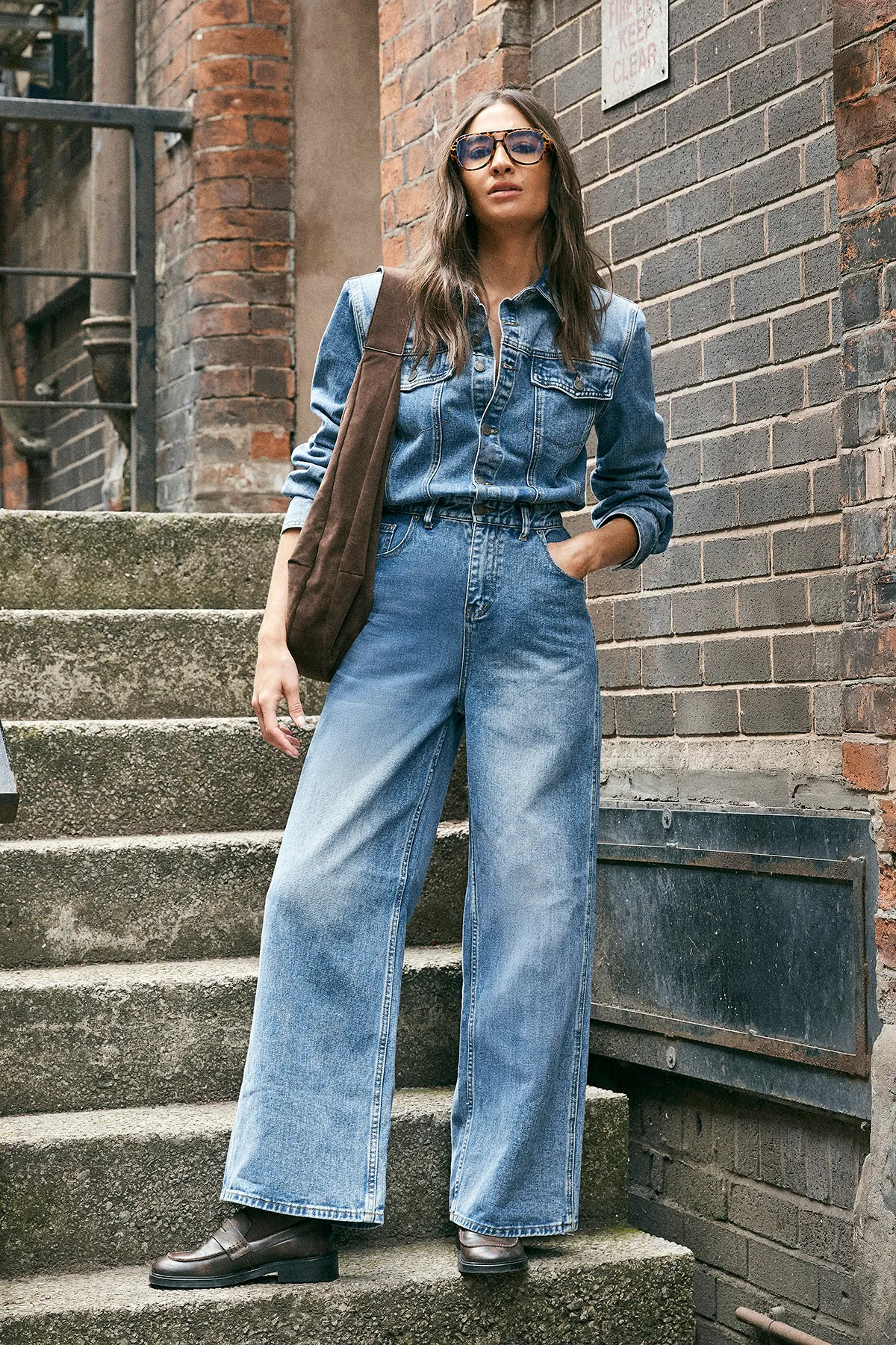 Jumpsuits | Denim Shoulder Pad Boilersuit | NastyGal | Debenhams UK