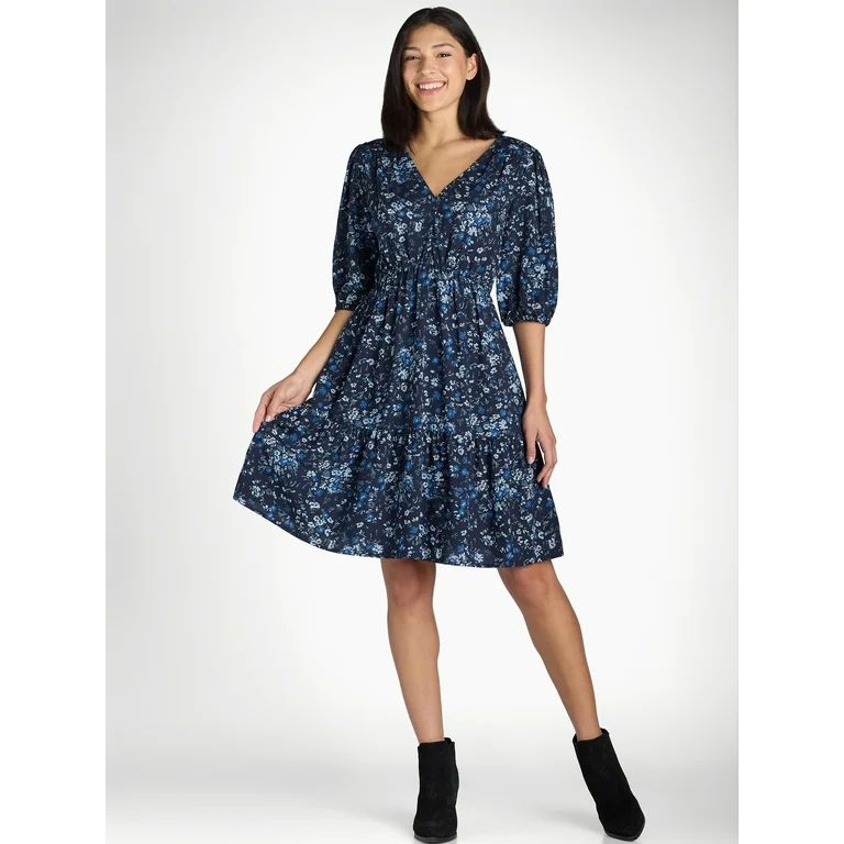 Time and Tru Women's Puff Sleeve Mini Dress, Sizes XS-XXXL | Walmart (US)