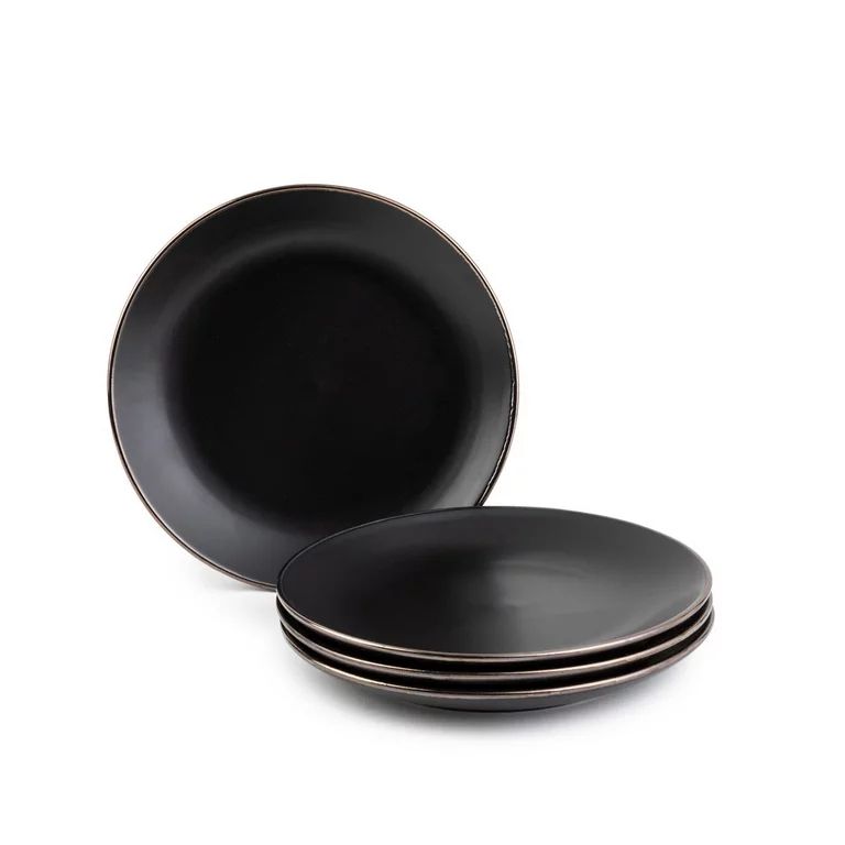 Thyme & Table Dinnerware Black Onyx Stoneware Salad Round Plates, 4 Pack | Walmart (US)