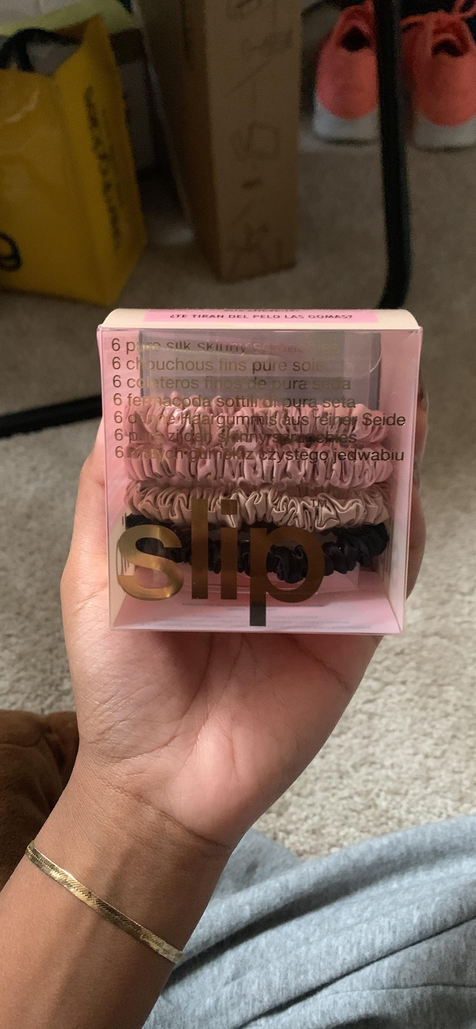 Slip Silk Skinnie Scrunchies in Black, Pink, and Caramel - Elastic Scrunchies Set (6 Scrunchies) | Amazon (US)